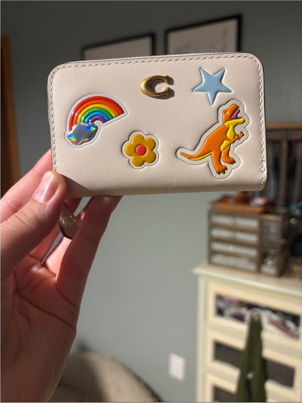 Coach Small Zip Around Card Case with Sticker Print  #CCD21
